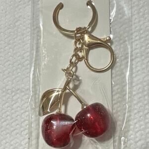 Cherry Keychain or bag Charm Brand New Gold Tone. NWT